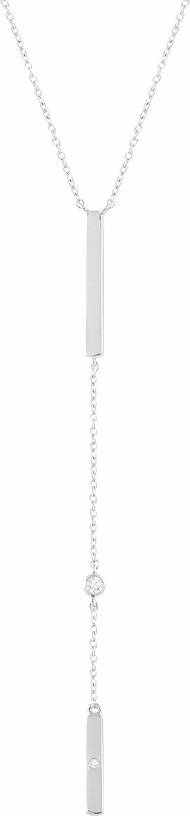 14K White .06 CTW Diamond Bar 16-18 Necklace