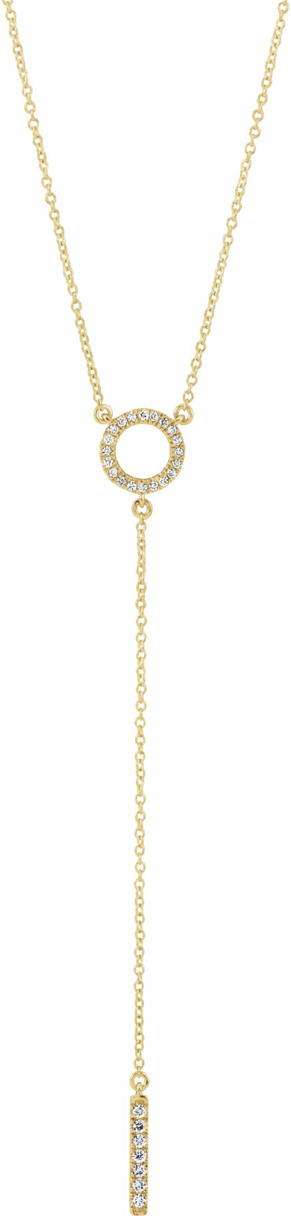 14K Yellow 1/6 CTW Diamond Circle 16-18 Bar Y Necklace