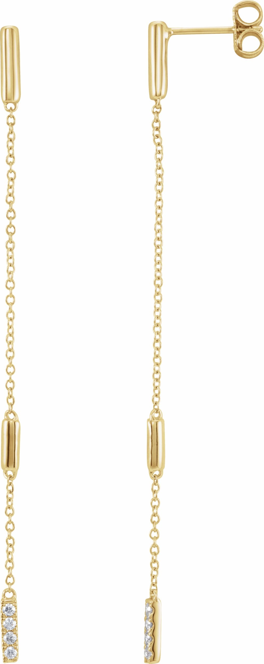 14K Yellow 1/10 CTW Diamond Chain Earrings