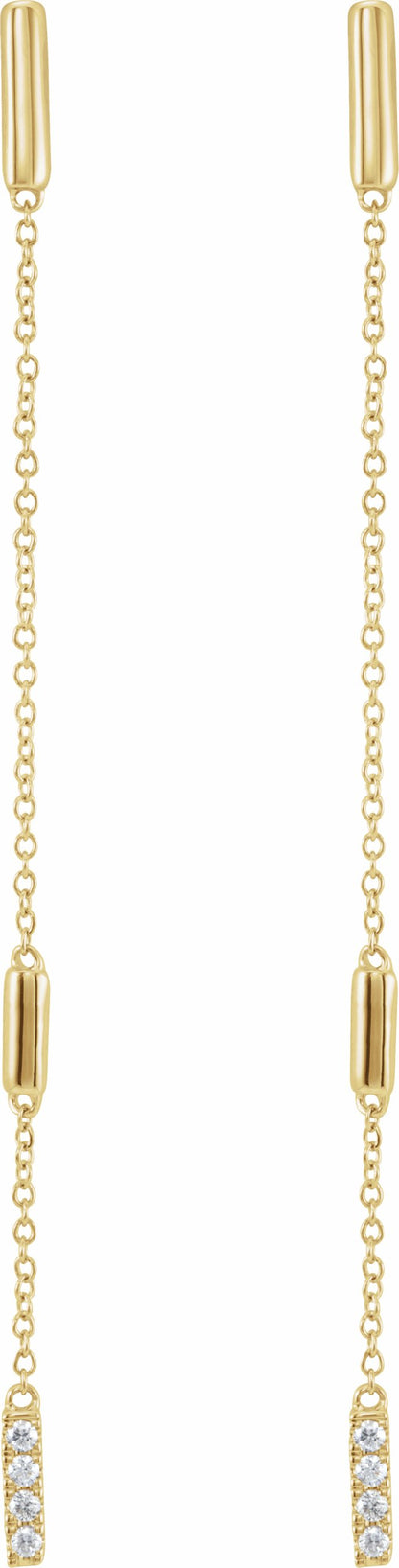 14K Yellow 1/10 CTW Diamond Chain Earrings