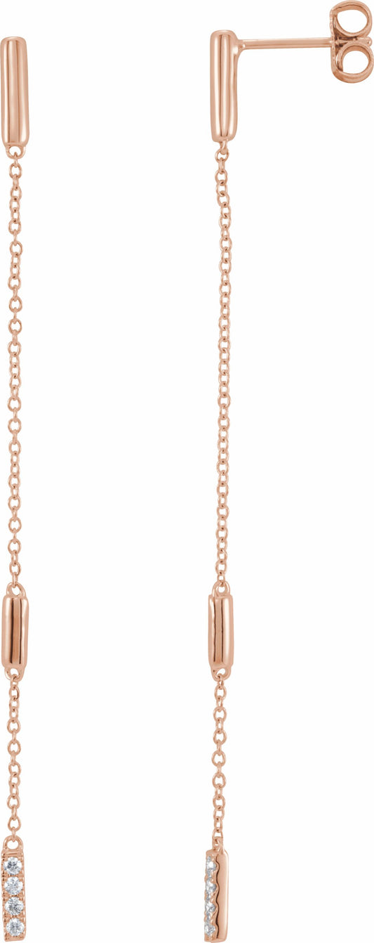 14K Rose 1/10 CTW Diamond Chain Earrings