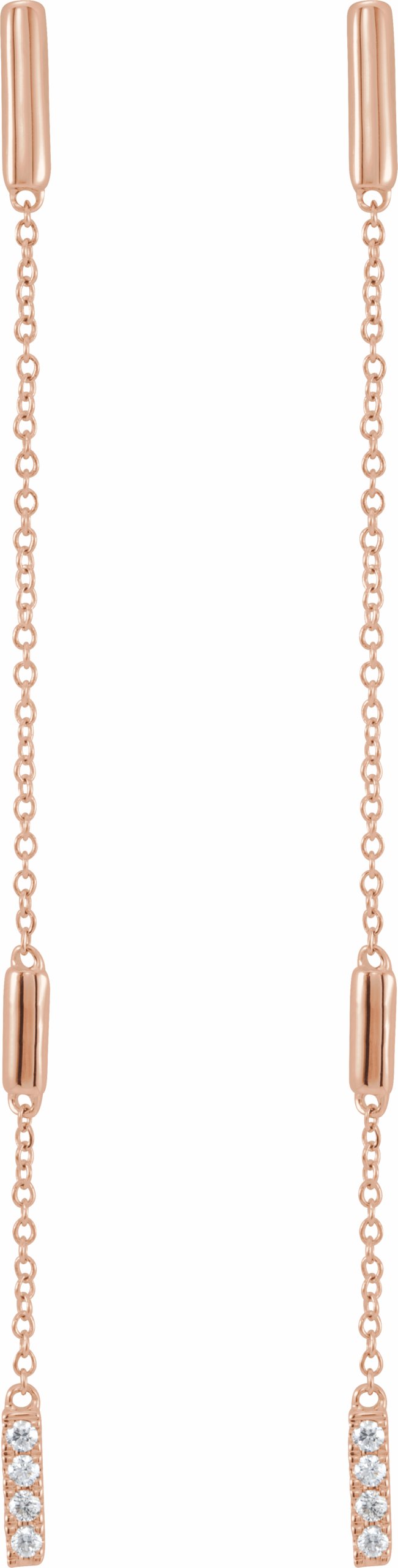 14K Rose 1/10 CTW Diamond Chain Earrings