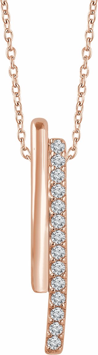 14K Rose 1/5 CTW Diamond 16-18 Bar Necklace