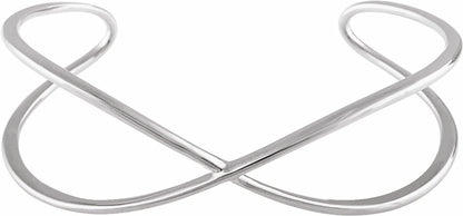 14K White Criss-Cross Cuff 7 Bracelet
