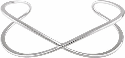 14K White Criss-Cross Cuff 7 Bracelet