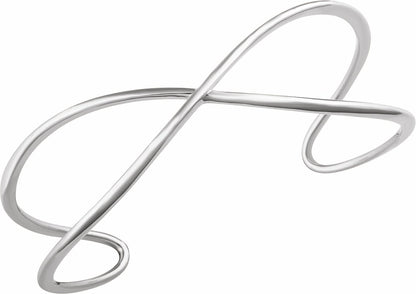14K White Criss-Cross Cuff 7 Bracelet