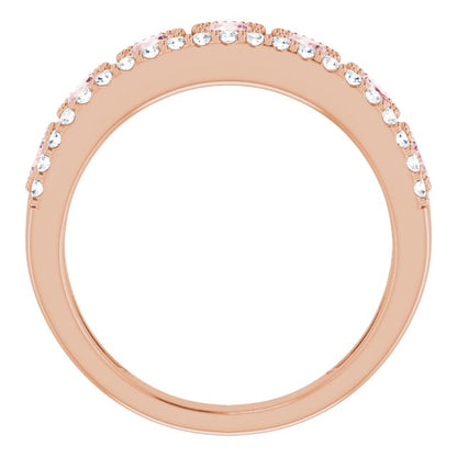 14K Rose Morganite & 1/5 CTW Diamond Ring