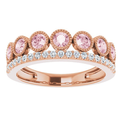 14K Rose Morganite & 1/5 CTW Diamond Ring