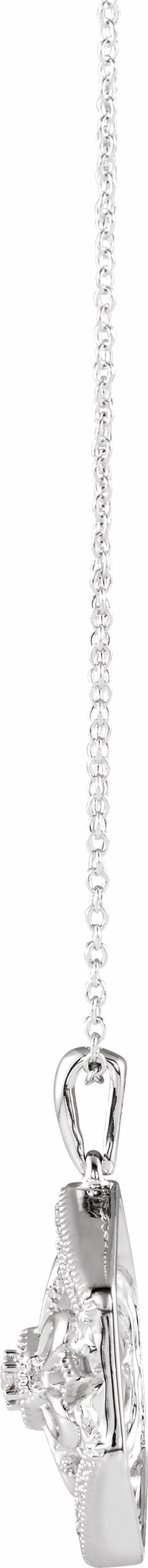14K White  1/10 CTW Diamond Filigree 16-18 Necklace
