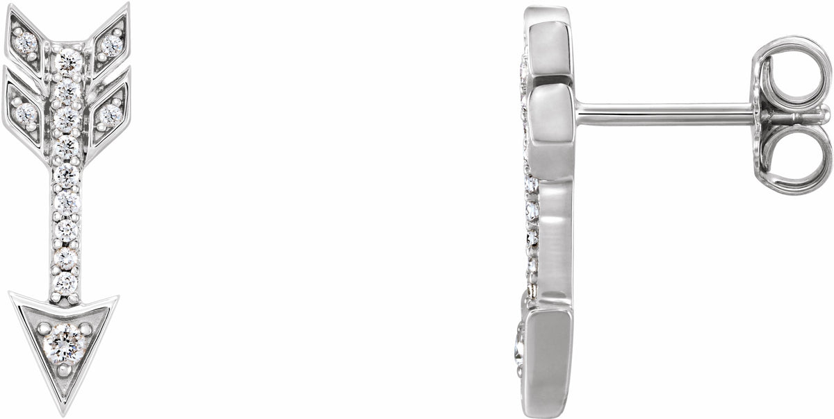14K White 1/6 CTW Diamond Arrow Earrings