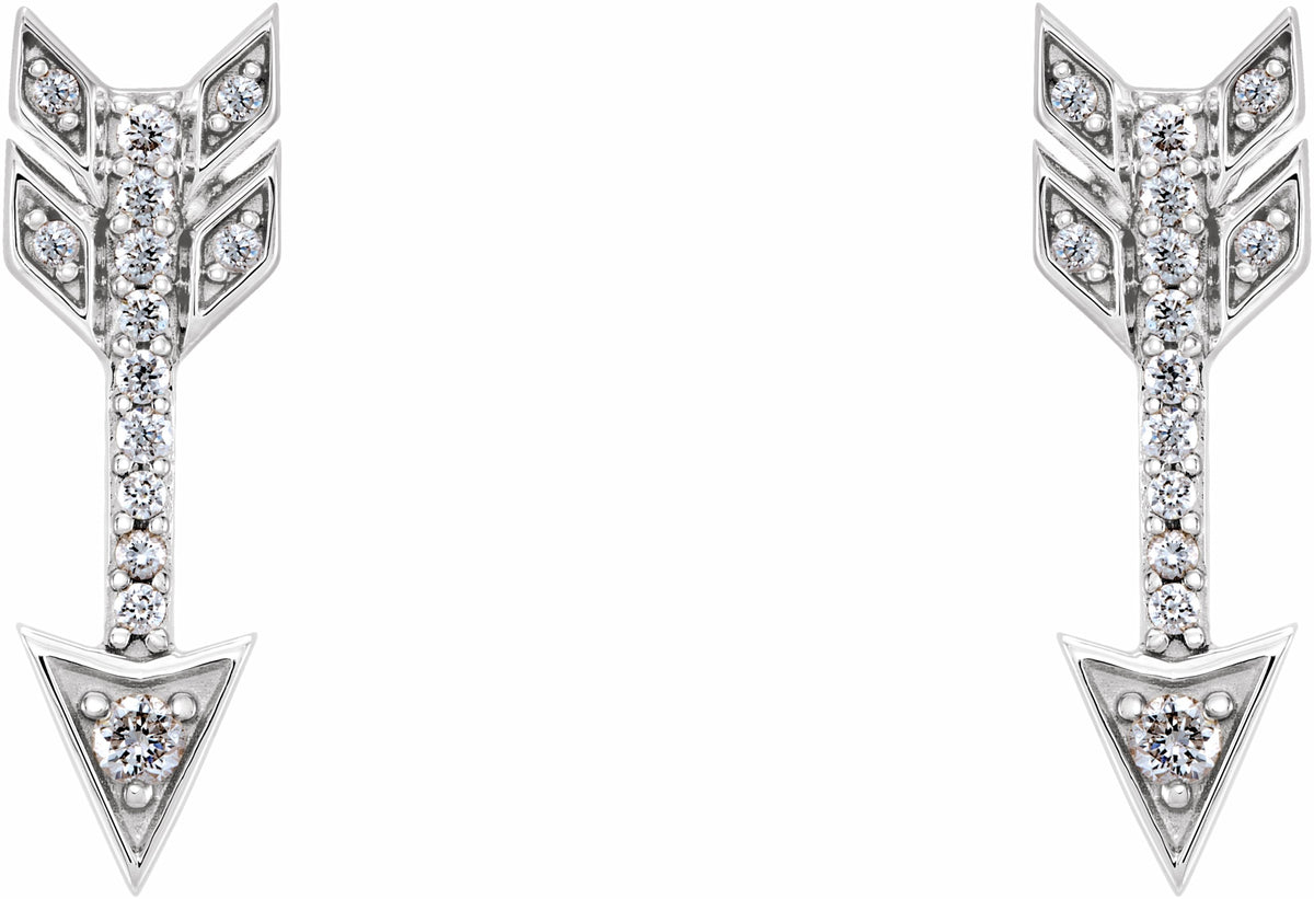 14K White 1/6 CTW Diamond Arrow Earrings