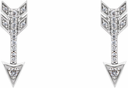 14K White 1/6 CTW Diamond Arrow Earrings
