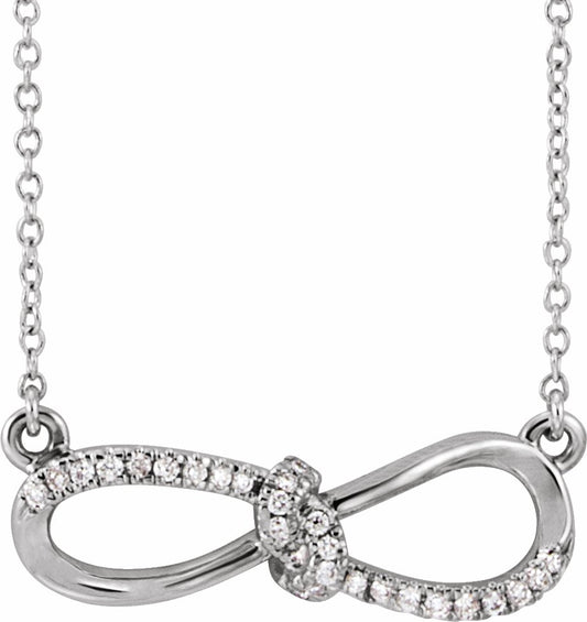 14K White 1/8 CTW Diamond Infinity-Inspired 18 Necklace