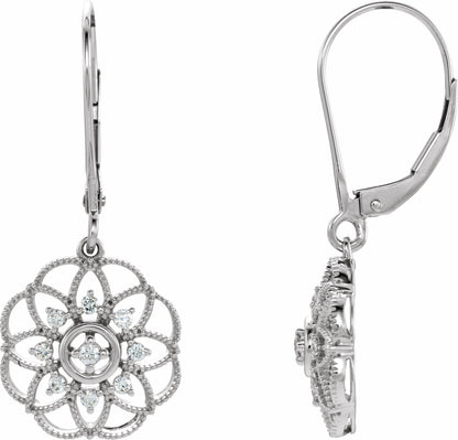 14K White 1/5 CTW Diamond Granulated Filigree Earrings