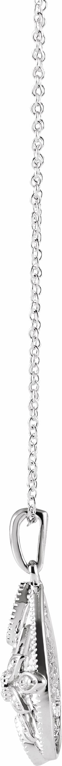 14K White 1/6 CTW Diamond Granulated Filigree 18 Necklace