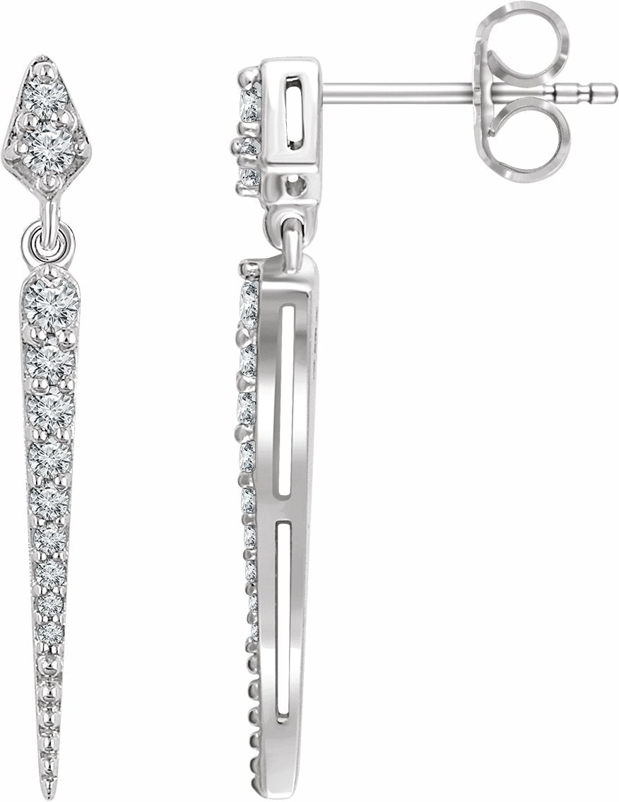 14K White 1/4 CTW Diamond Dangle Earrings