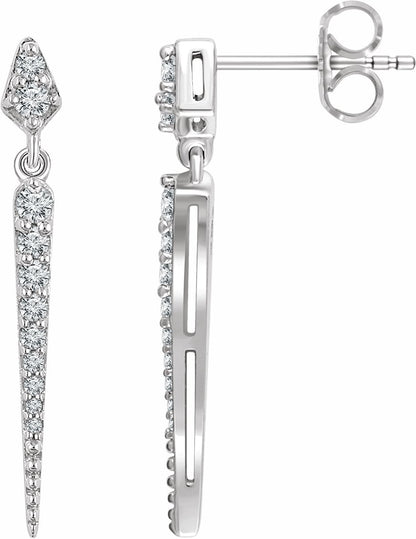 14K White 1/4 CTW Diamond Dangle Earrings