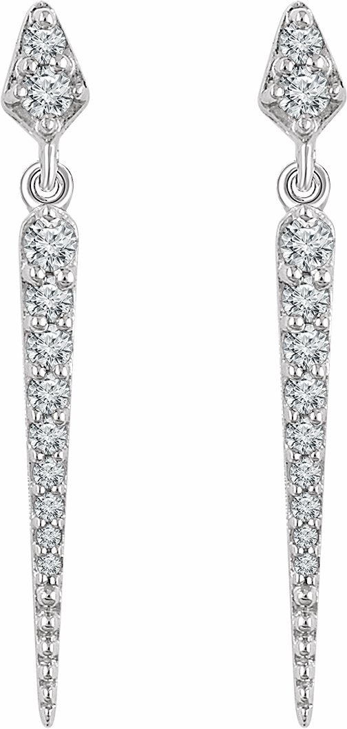 14K White 1/4 CTW Diamond Dangle Earrings