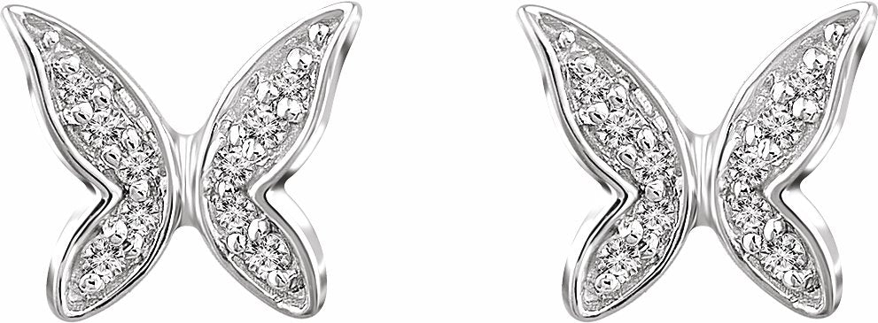 14K White .07 CTW Diamond Butterfly Earrings