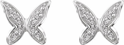 14K White .07 CTW Diamond Butterfly Earrings