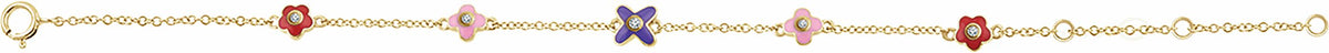 10K Yellow .04 CTW Diamond Youth Flower 7 Bracelet