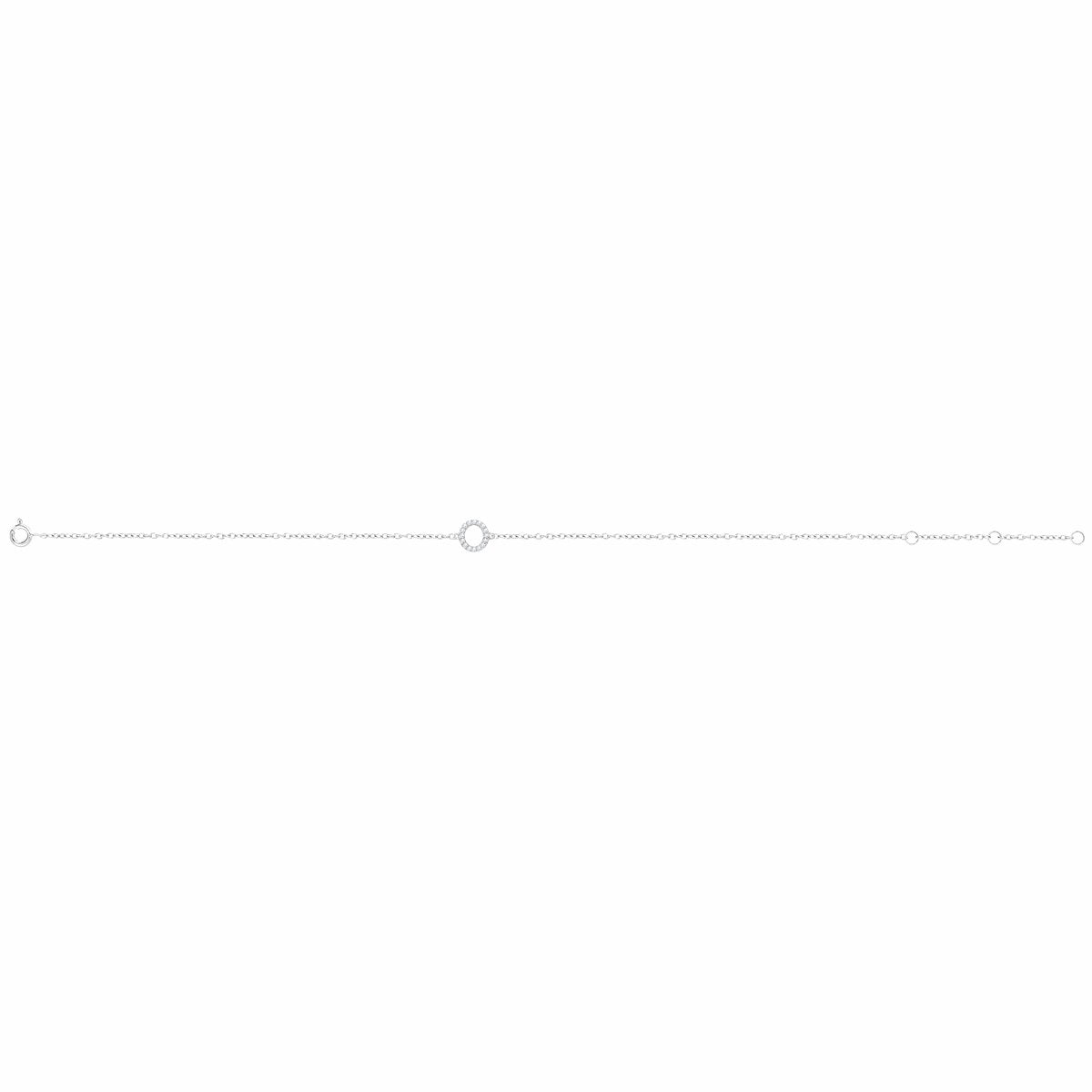 14K White .06 CTW Diamond Initial O 6-7 Bracelet