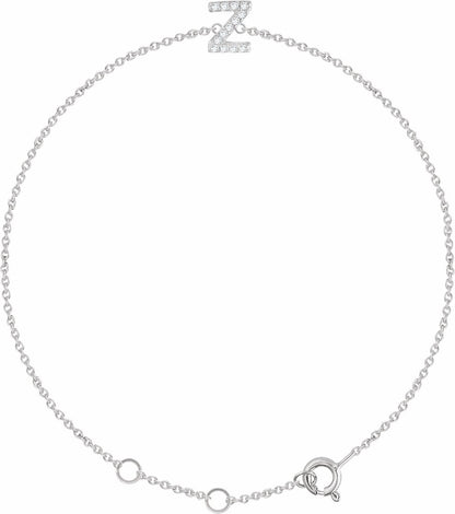 14K White .06 CTW Diamond Initial Z 6-7 Bracelet