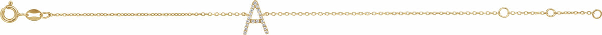 14K Yellow  1/10 CTW Diamond Initial A 6-7 Bracelet