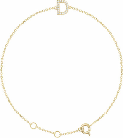 14K Yellow .06 CTW Diamond Initial D 6-7 Bracelet