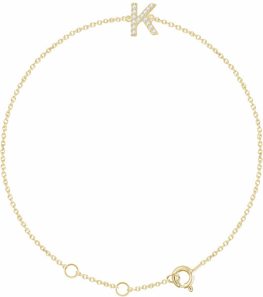 14K Yellow .05 CTW Diamond Initial K 6-7 Bracelet