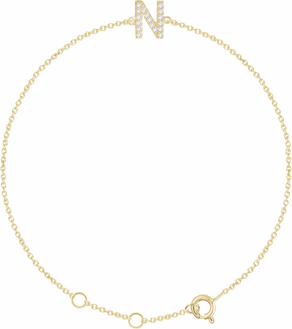 14K Yellow .06 CTW Diamond Initial N 6-7 Bracelet
