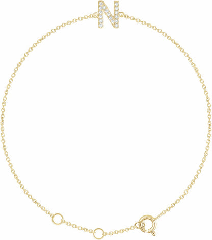 14K Yellow .06 CTW Diamond Initial N 6-7 Bracelet