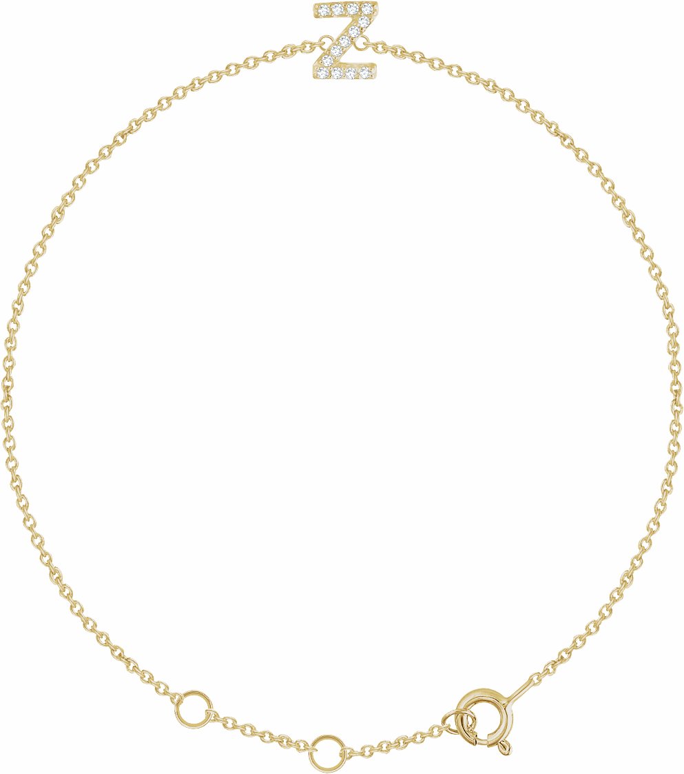 14K Yellow .06 CTW Diamond Initial Z 6-7 Bracelet