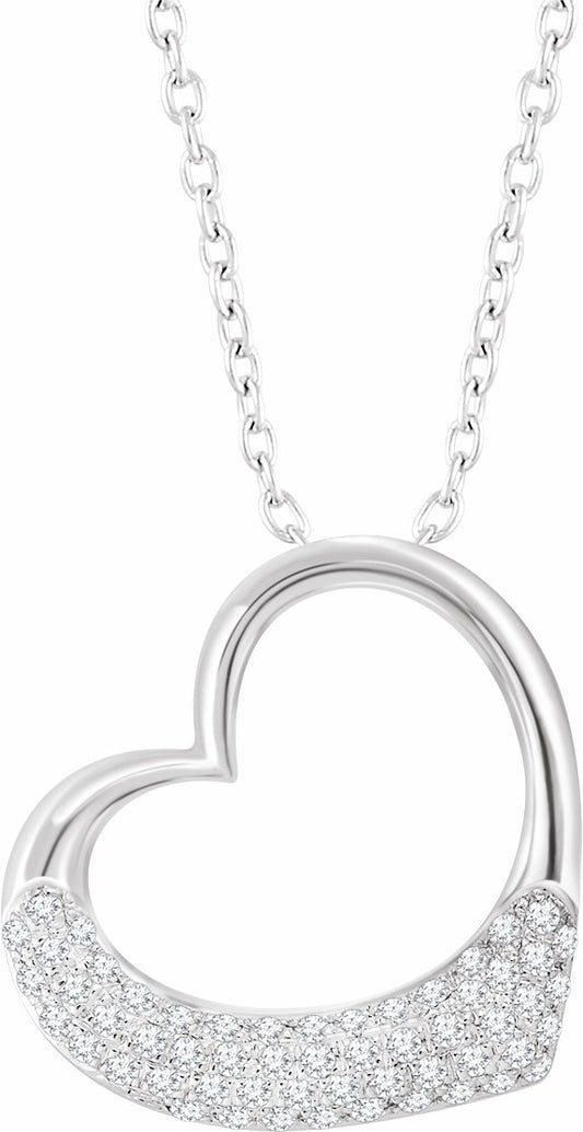 14K White 1/5 CTW Diamond Heart 16-18 Necklace