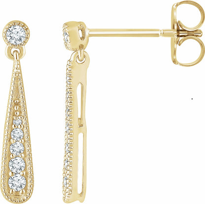 14K Yellow 1/6 CTW Diamond Teardrop Earrings