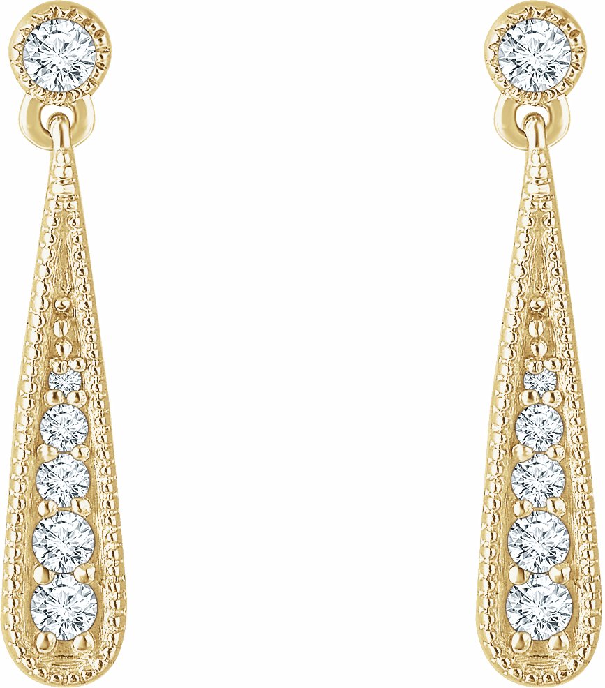 14K Yellow 1/6 CTW Diamond Teardrop Earrings