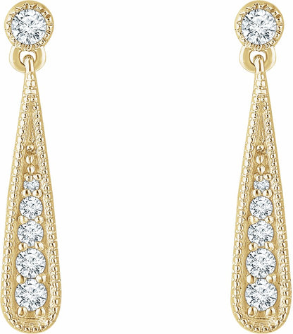 14K Yellow 1/6 CTW Diamond Teardrop Earrings