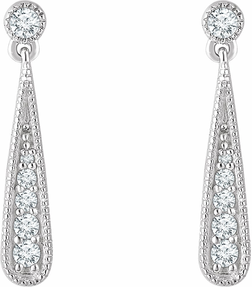 14K White 1/6 CTW Diamond Teardrop Earrings