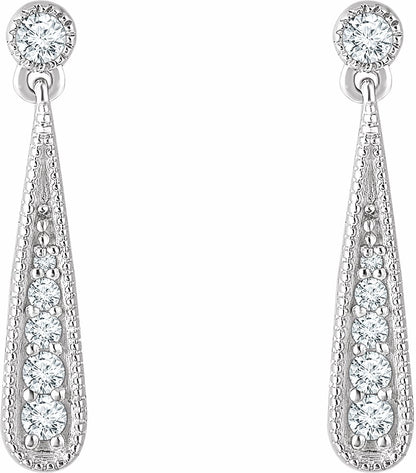 14K White 1/6 CTW Diamond Teardrop Earrings