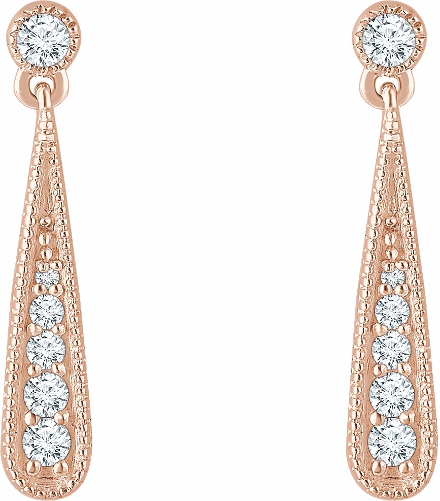 14K Rose 1/6 CTW Diamond Teardrop Earrings