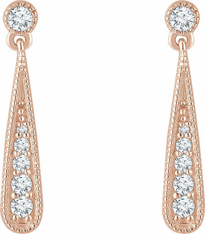 14K Rose 1/6 CTW Diamond Teardrop Earrings