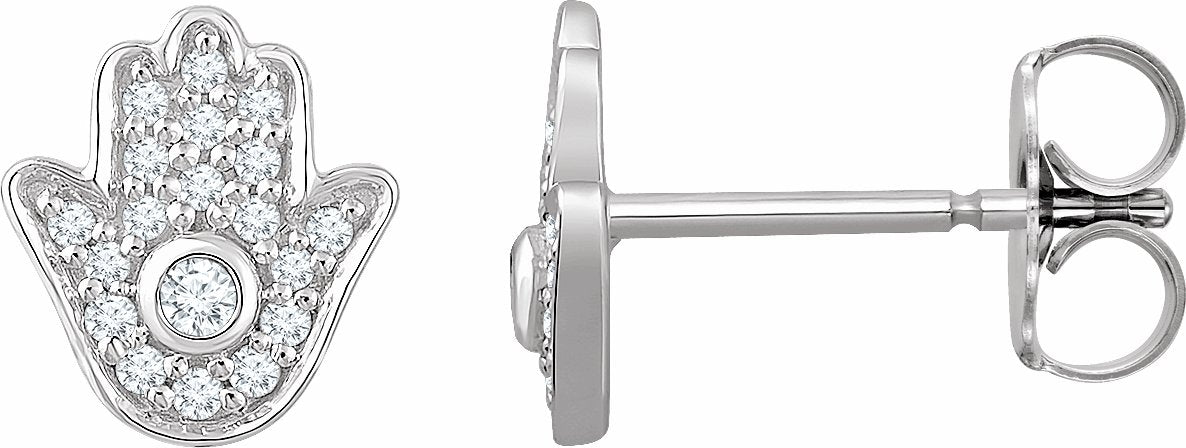 14K White 1/5 CTW Diamond Hamsa Earrings