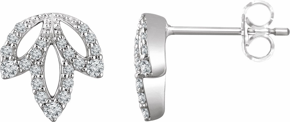14K White 1/4 CTW Diamond Leaf Earrings