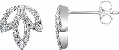 14K White 1/4 CTW Diamond Leaf Earrings