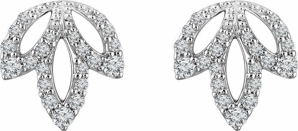 14K White 1/4 CTW Diamond Leaf Earrings
