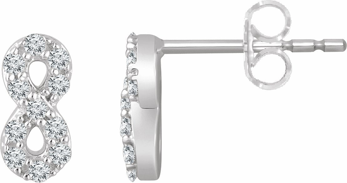 14K White 1/6 CTW Diamond Infinity Earrings