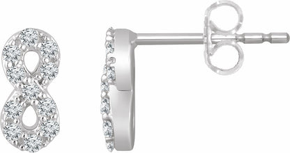 14K White 1/6 CTW Diamond Infinity Earrings