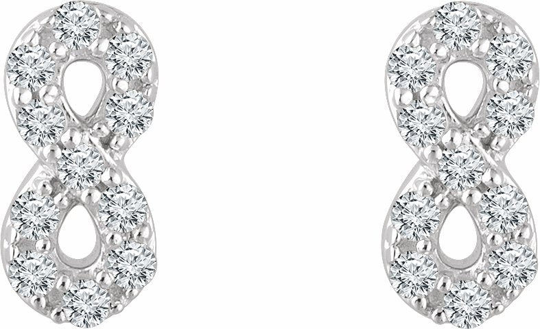 14K White 1/6 CTW Diamond Infinity Earrings