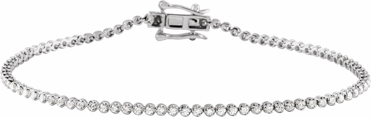 14K White 7/8 CTW Diamond Line 7  Bracelet