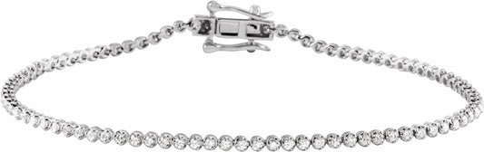 14K White 7/8 CTW Diamond Line 7  Bracelet